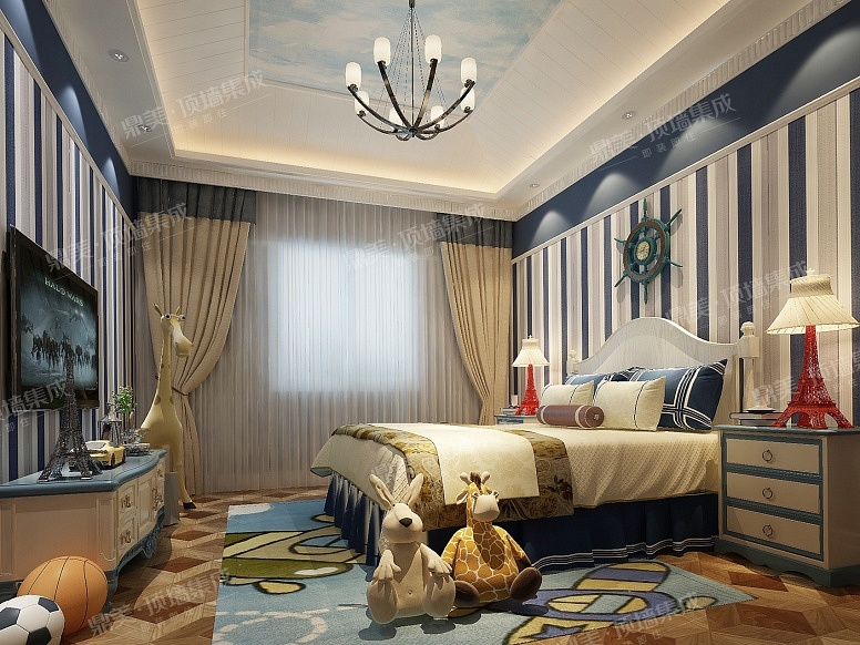 兒(ér)童房(fáng)條紋牆闆